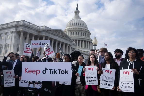 TikTok supporters protest in March (Brendan Smialowski/AFP via Getty Images)