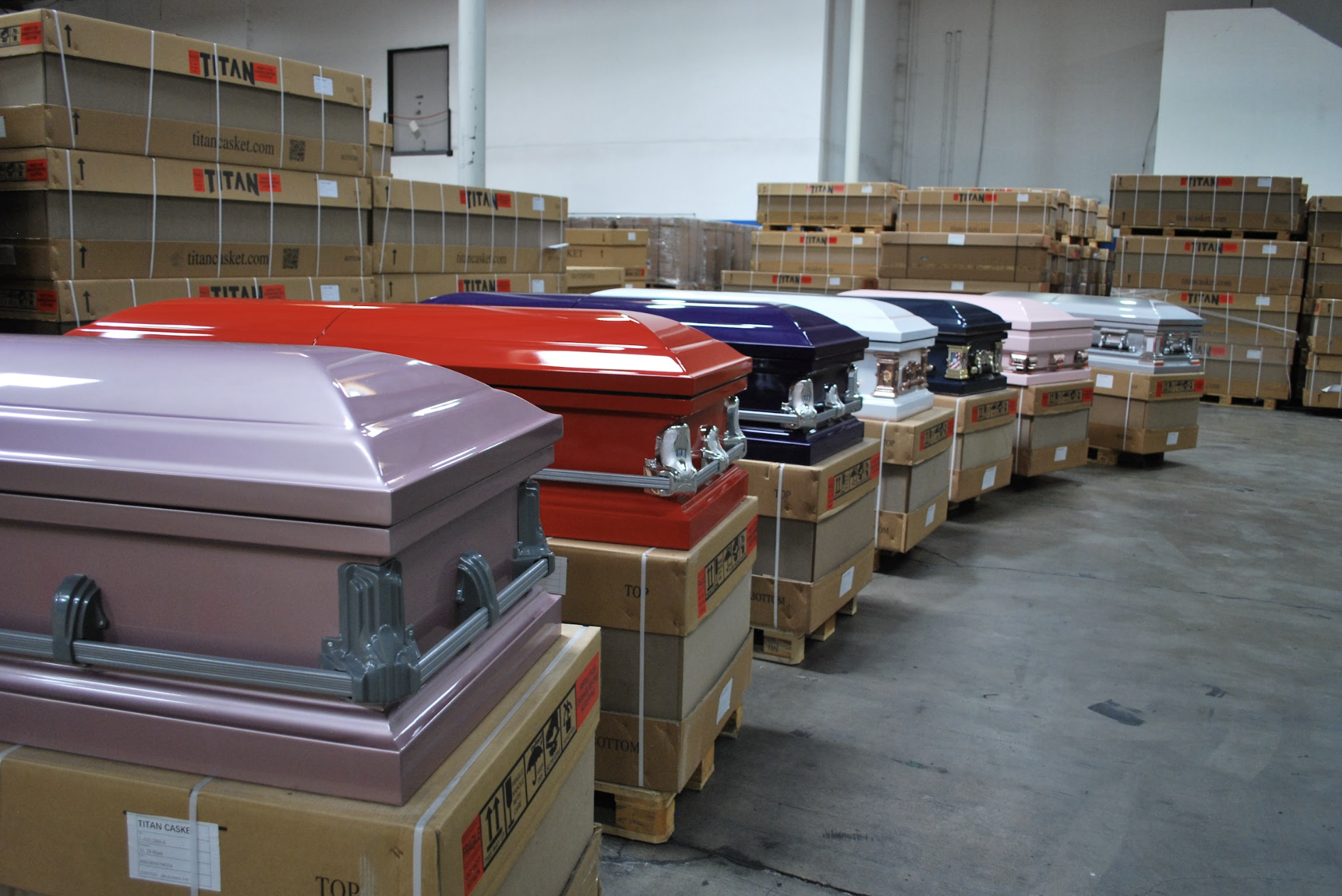 Titan caskets, ready to ship.
