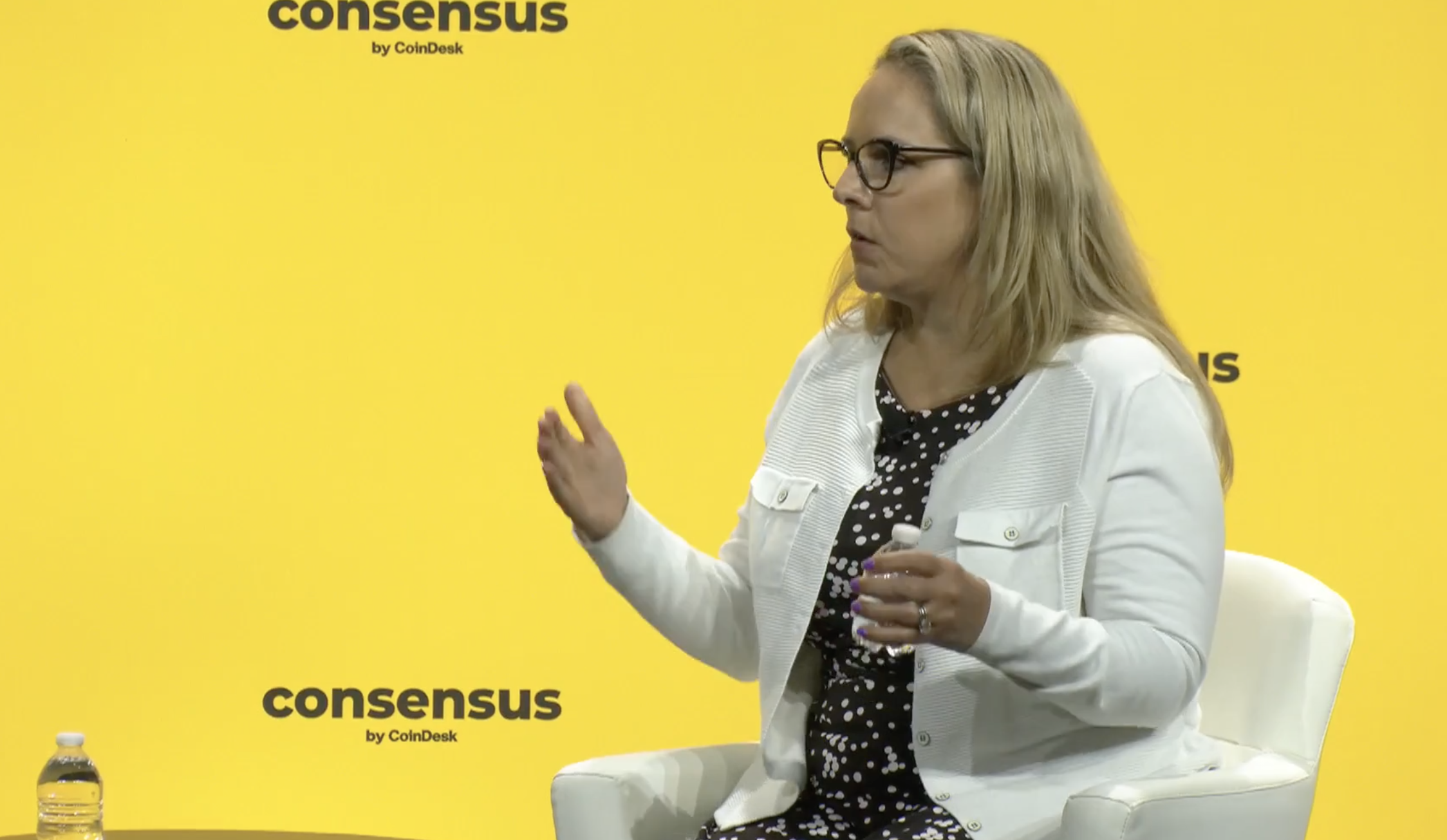 CFTC Commissioner Summer Mersinger speaking at Consensus (Consensus)