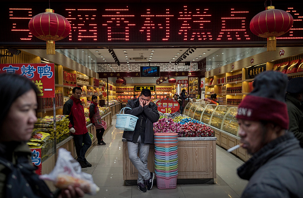 Looking down. (Kevin Frayer/Getty Images)
