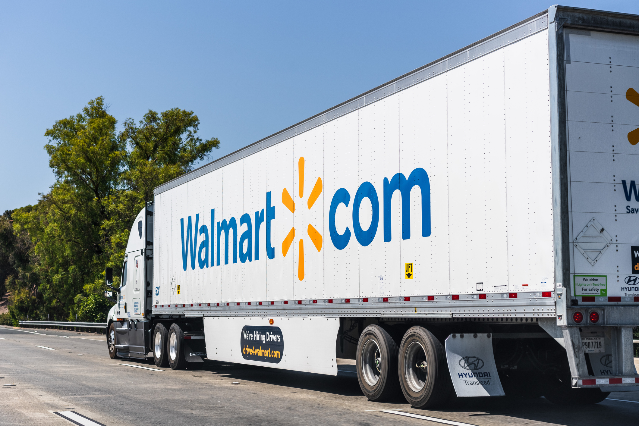 Walmart truck driving on the freeway