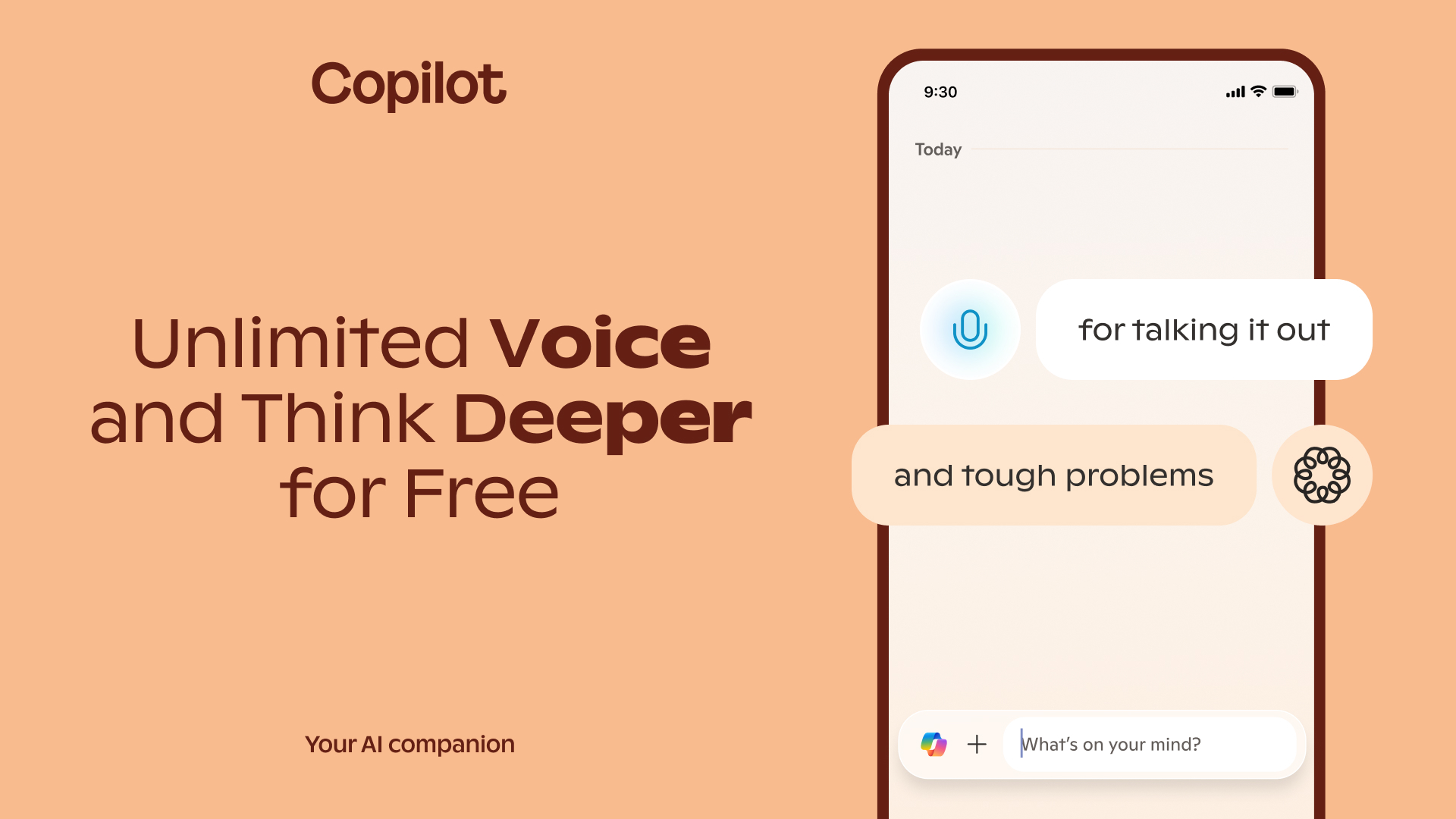 Announcing Free, Unlimited Access to Think Deeper and Voice | Microsoft Copilot Blog